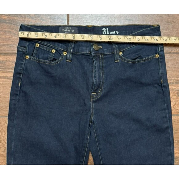 J Crew Women's Jeans Size 31 Toothpick Skinny Ankle Mid Rise Dark Wash Stretch - Picture 2 of 8